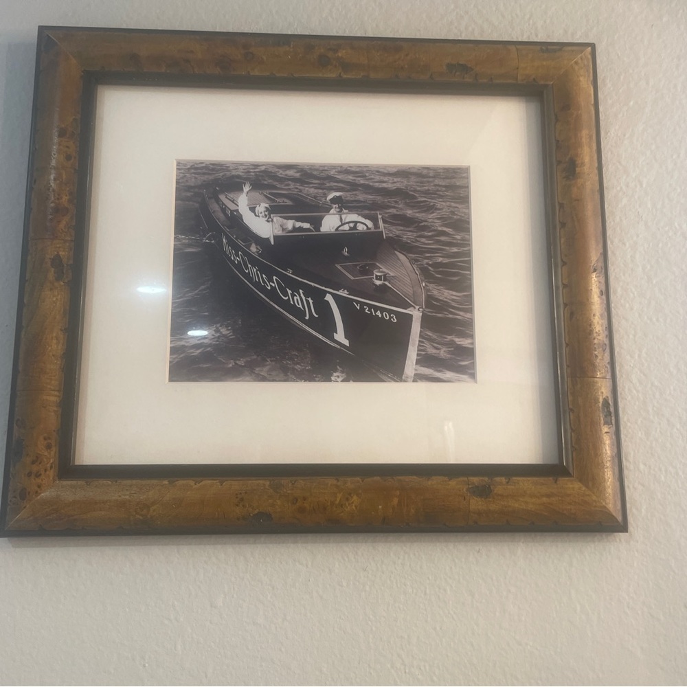 Framed Photo of a Chriscraft Boat